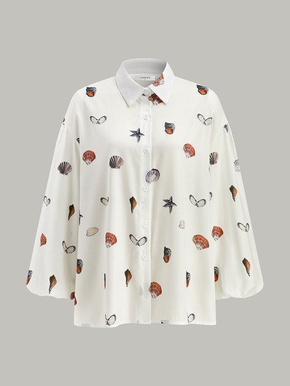 Kemerli Deniz Kabuğu Desenli Şort Takımı