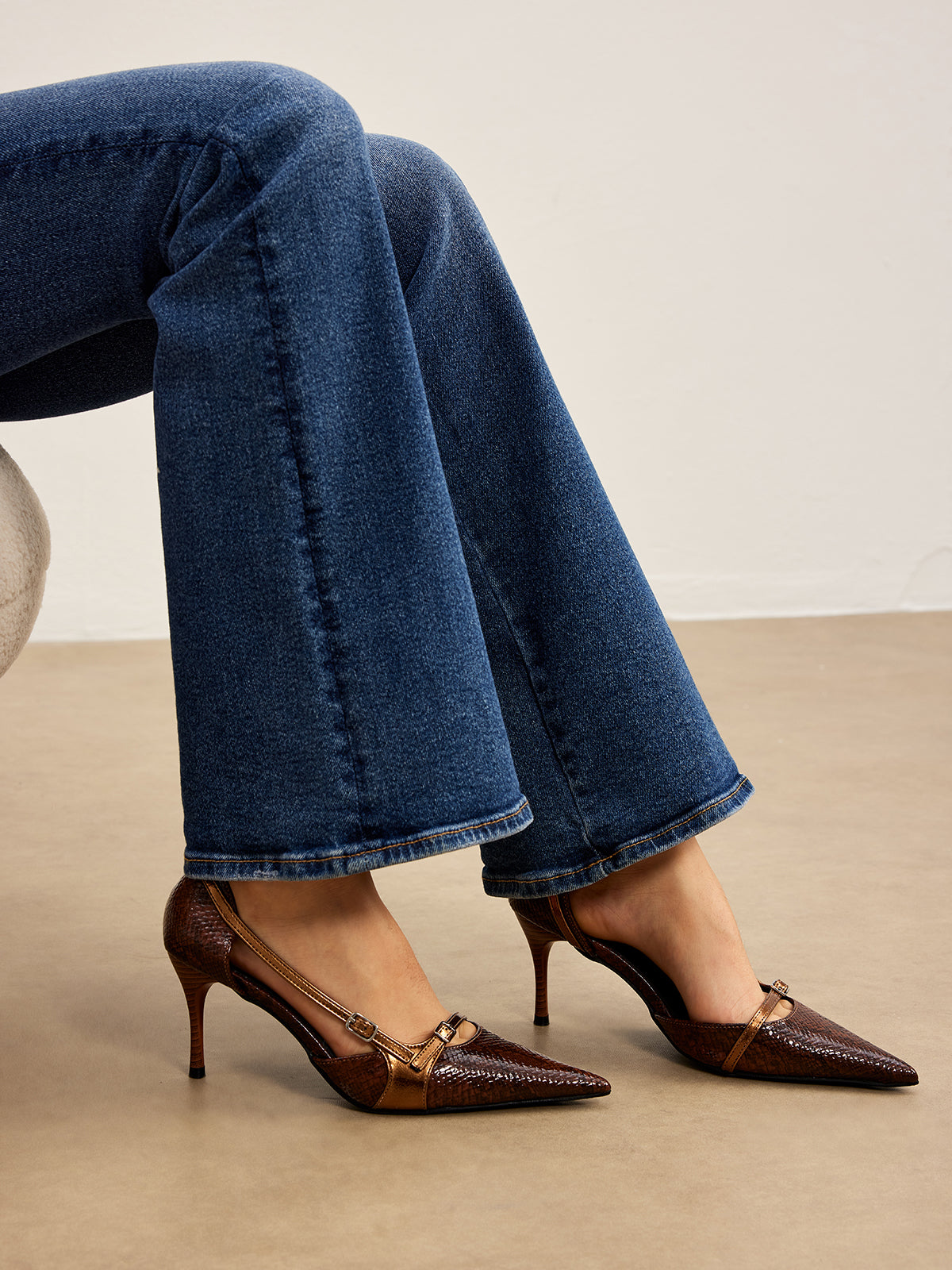 Yılan Derisi Baskılı Tokalı Ayakkabılar