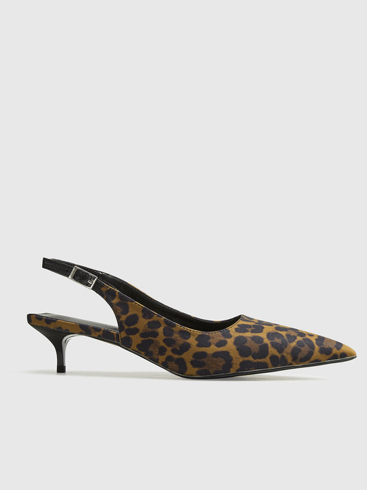 Leopar Yavru Kedi Slingback Ayakkabılar