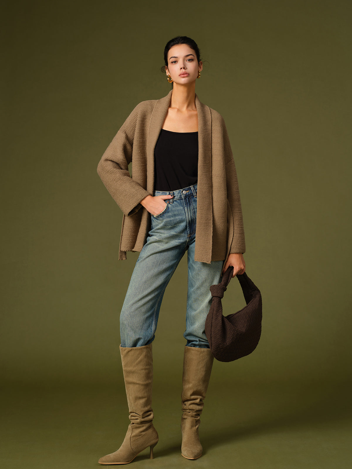 Süet Büzgülü Diz Üstü Çizmeler