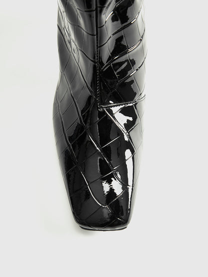 Timsah Desenli Diz Üstü Çizmeler