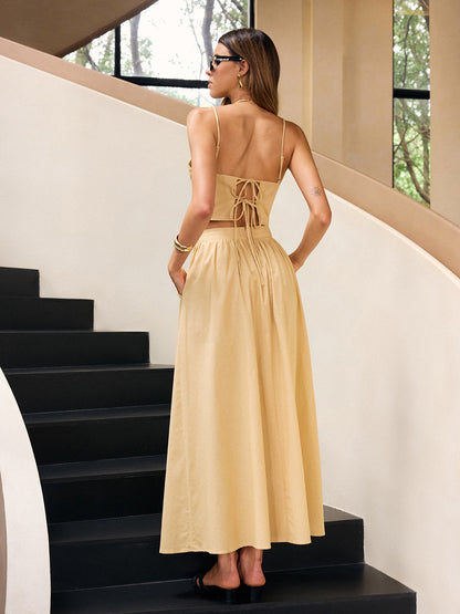 Sırtı Açık Atlet Üst ve Uzun Etek Takımı