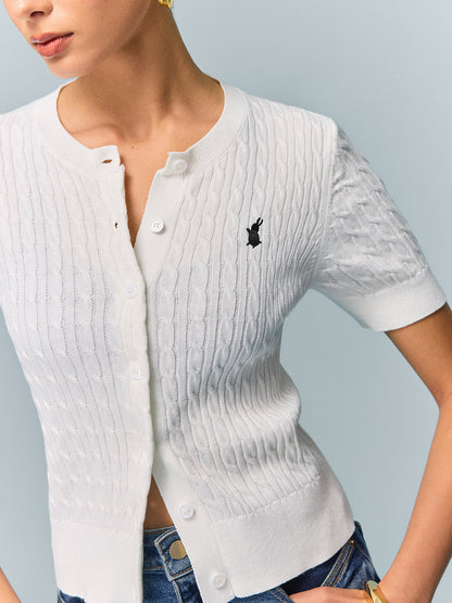 Kablo Örgü Kısa Kollu Üst