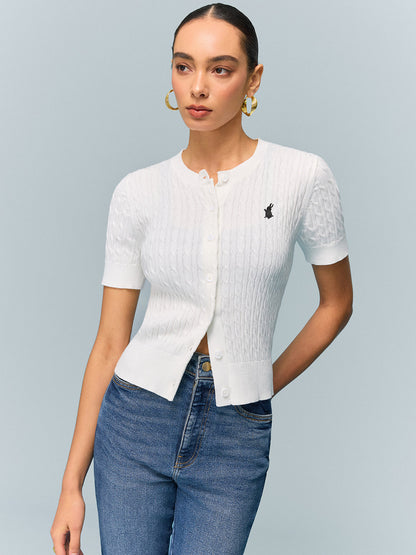 Kablo Örgü Kısa Kollu Üst