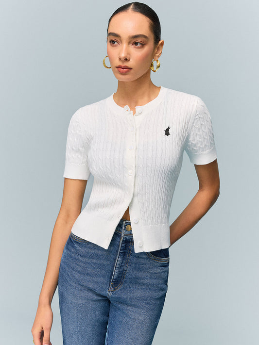 Kablo Örgü Kısa Kollu Üst