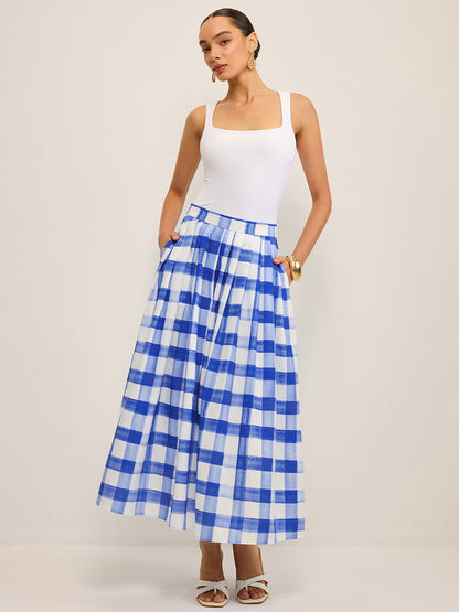 Cepli Gingham Midi Etek