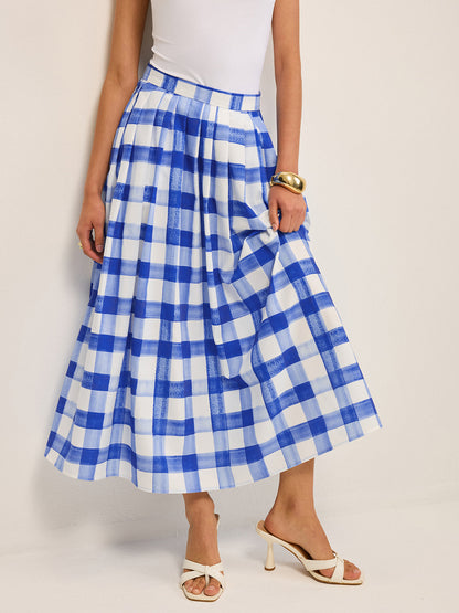Cepli Gingham Midi Etek