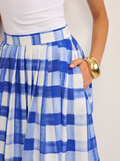 Cepli Gingham Midi Etek