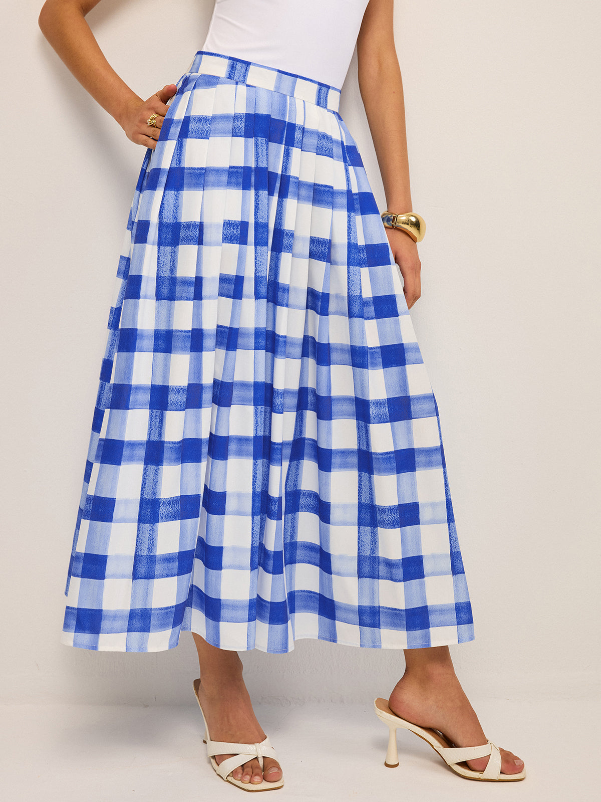 Cepli Gingham Midi Etek