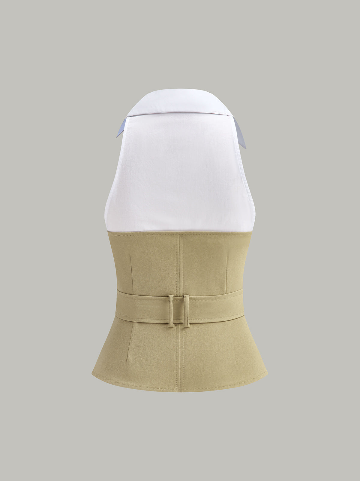 Kemerli Yaka Kolsuz Üst