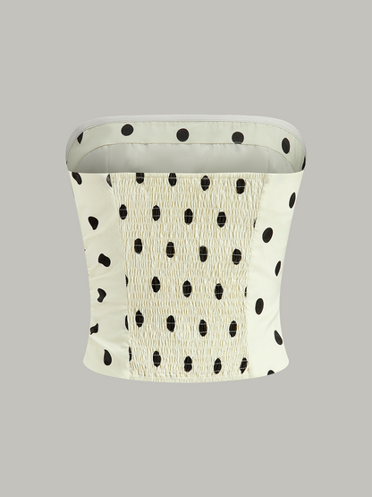 Puantiyeli Büzgülü Askısız Üst