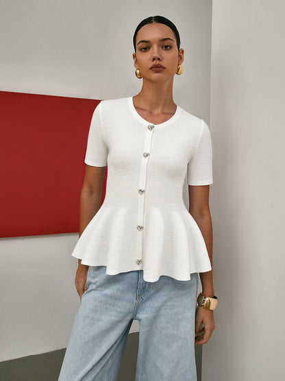 Kısa Kollu Peplum Hırka