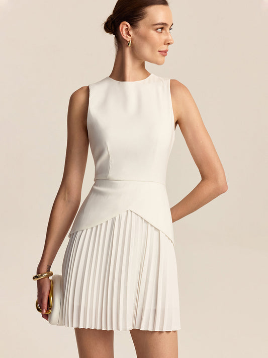 Pileli Etek Mini Elbise