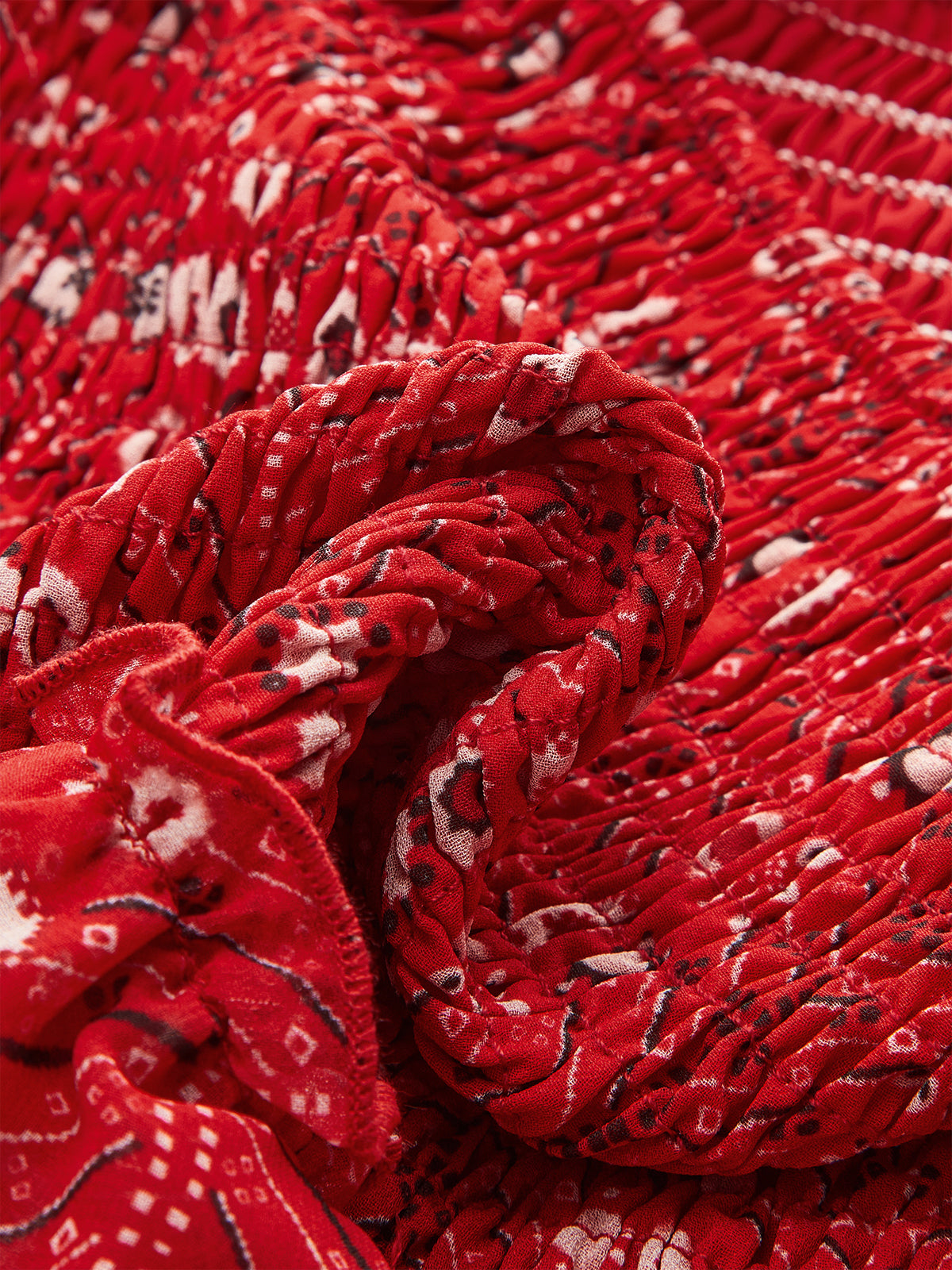 Boho Baskılı Katlı Mini Etek