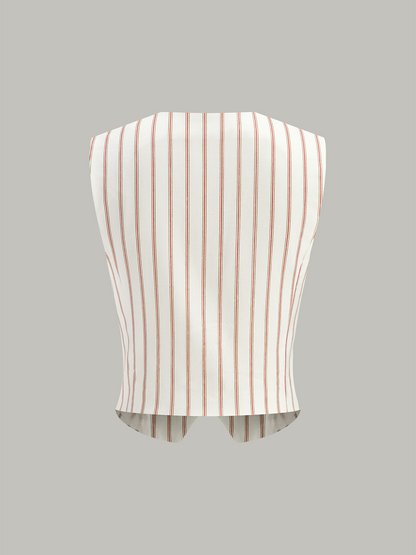 Kemerli Çizgili Şort Takımı