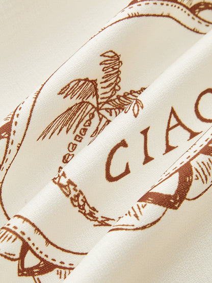 Halat Bağlamalı Kemerli Baskılı Gömlek Elbise