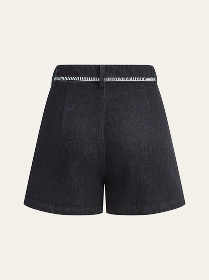 Kontrast Kesim Kot Şort