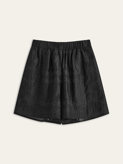 Nakış Detaylı Uzun Kollu Şort Takımı