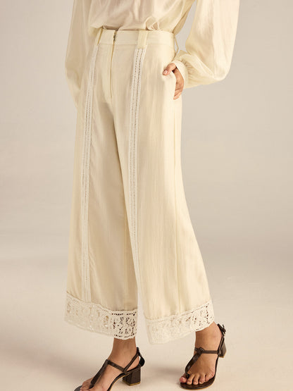 Tığ İşi Tencel Geniş Paça Pantolon