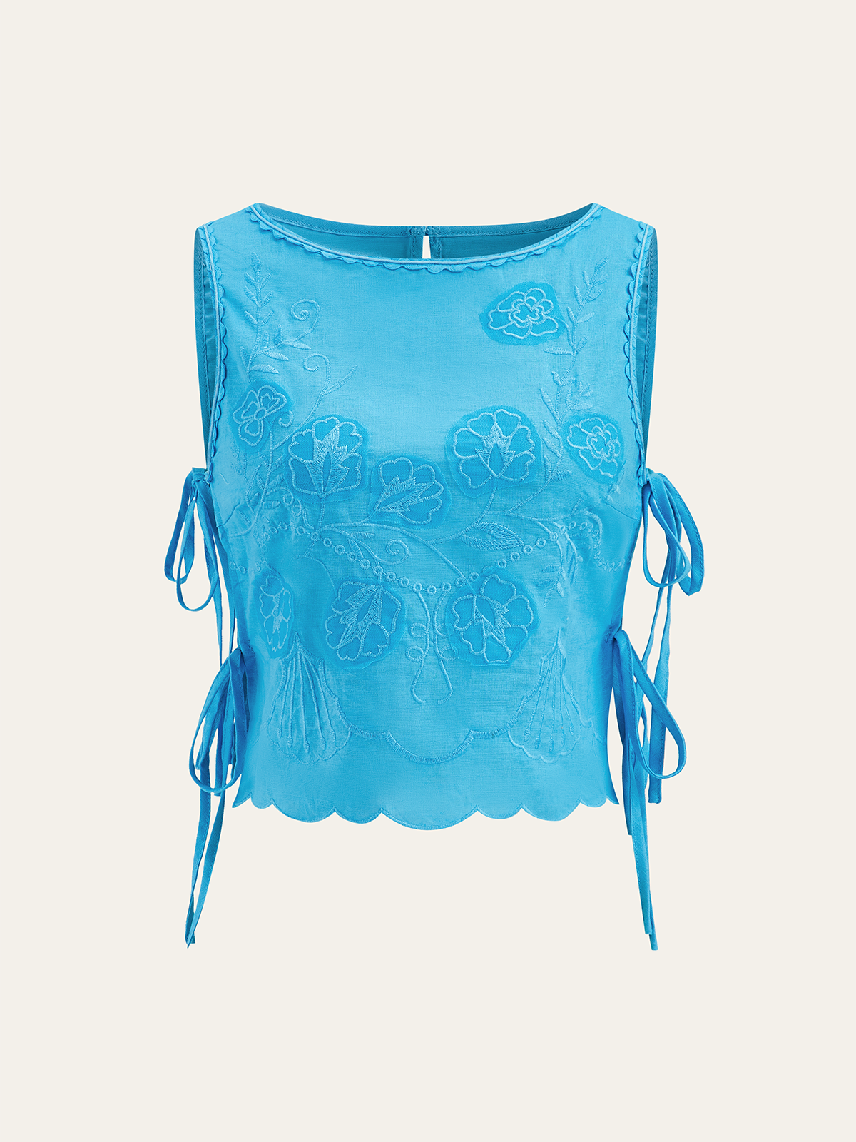 Bağcıklı Çiçek İşlemeli Üst