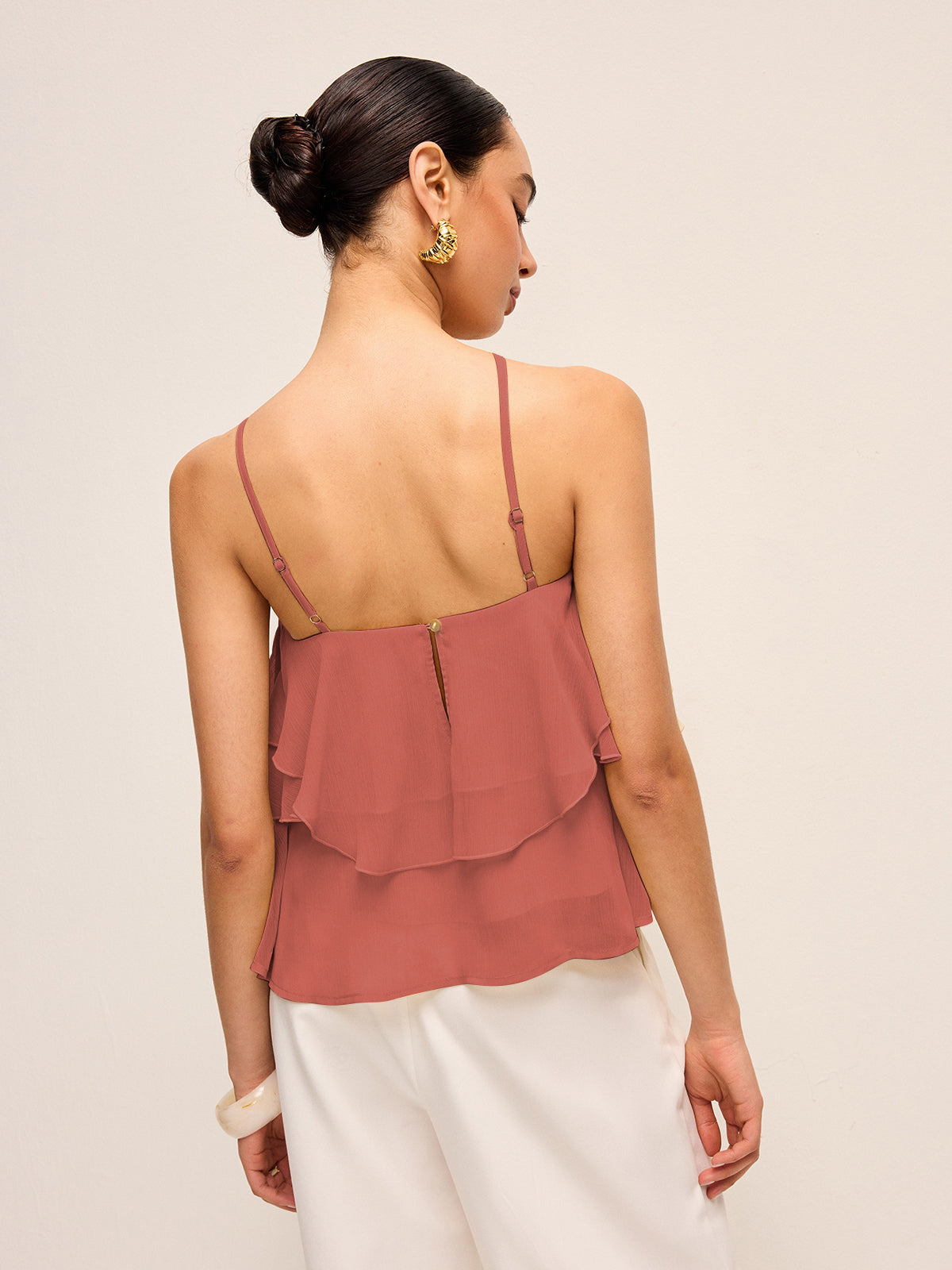 Çiçekli Volanlı Askılı Üst