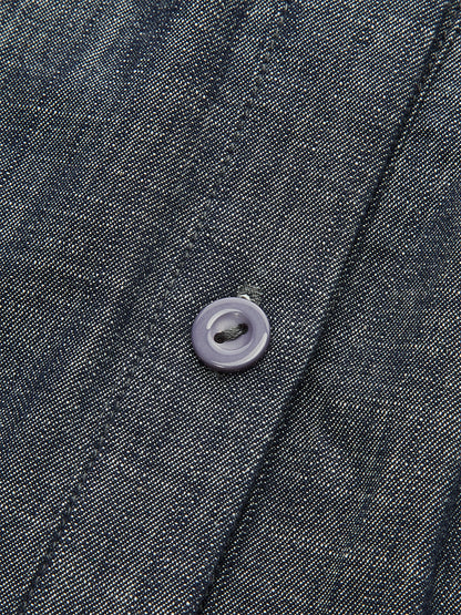 Puf Kollu Katlı Önü Düğmeli Maksi Elbise