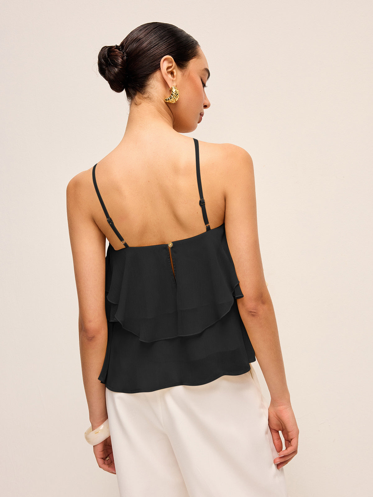 Çiçekli Volanlı Askılı Üst