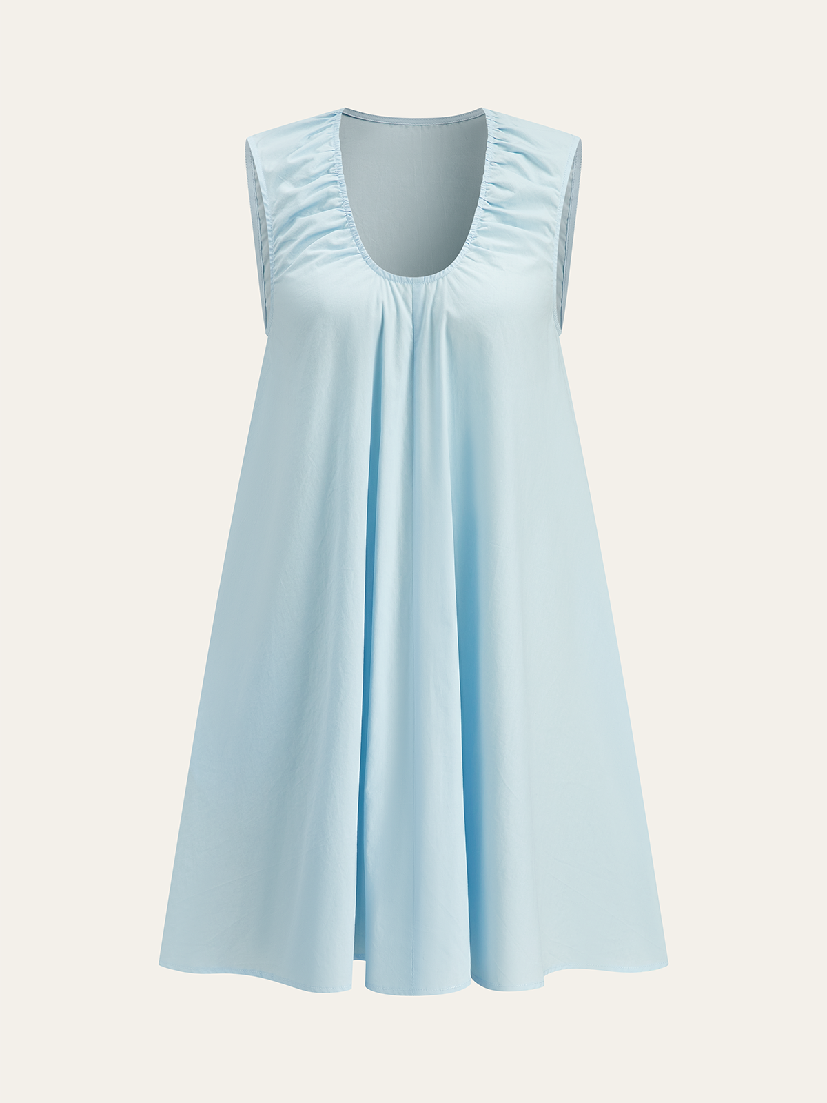 Pamuklu Büzgülü Yaka Mini Elbise