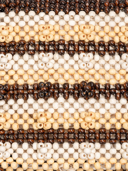 Çizgili Ahşap Boncuklu Tote Çanta