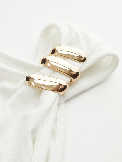 Metal Dekorlu Kolsuz Üst