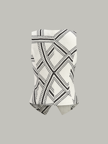 Halat Desenli Baskılı Yelek