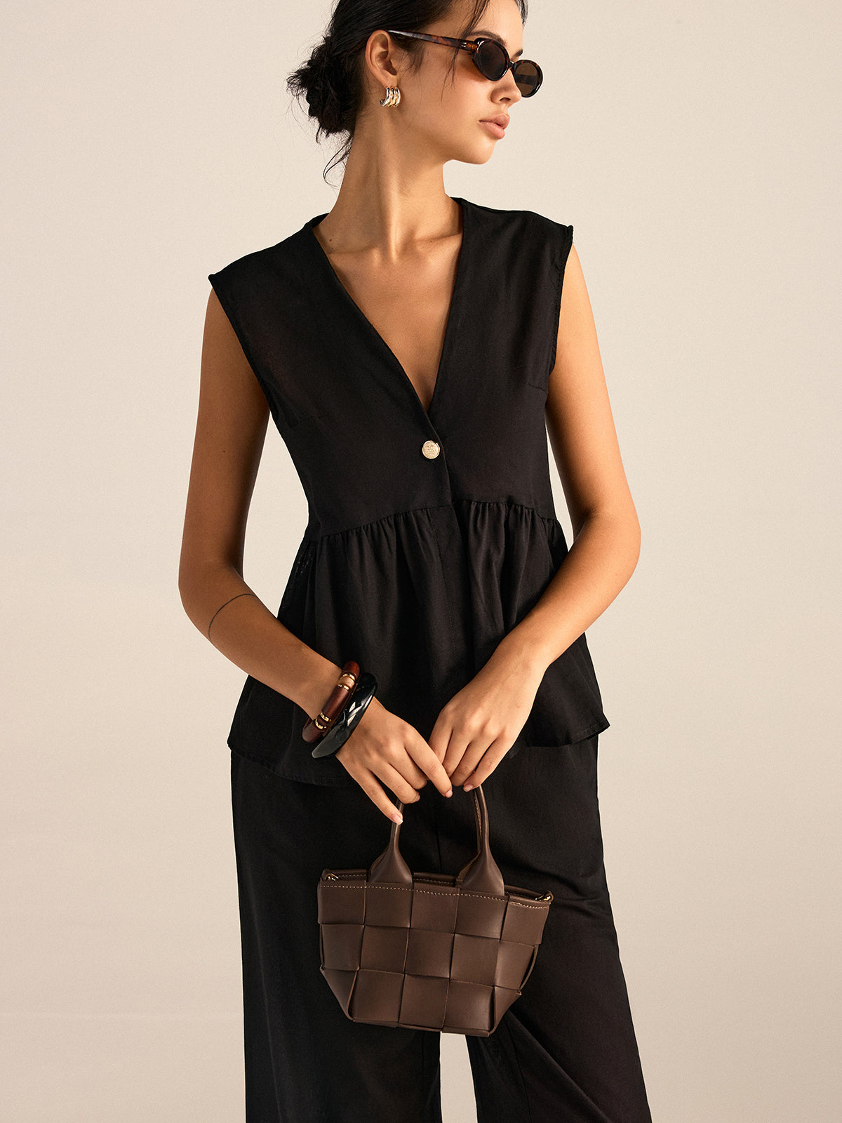 Suni Deri Dokuma Tote Çanta