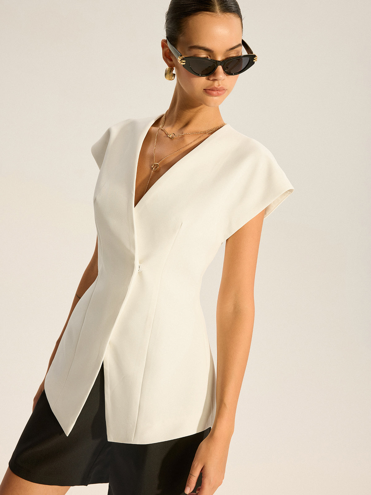 V Yaka Kısa Kollu Yelek