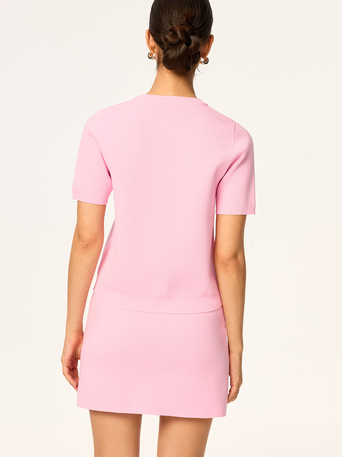 Örme Kısa Kollu Hırka ve Etek Takımı