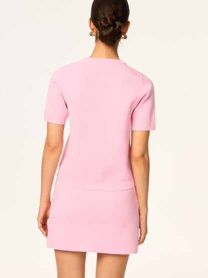 Örme Kısa Kollu Hırka ve Etek Takımı