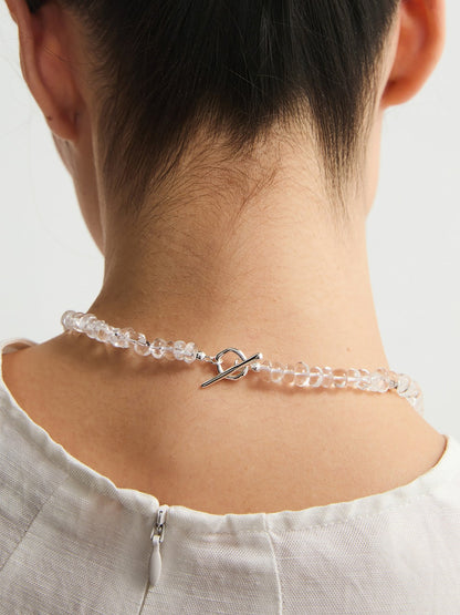 Yeşil Değerli Taşlı Berrak Kristal Boncuklu Kolye