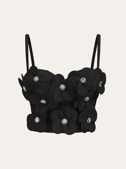 3D Çiçek Desenli Korse