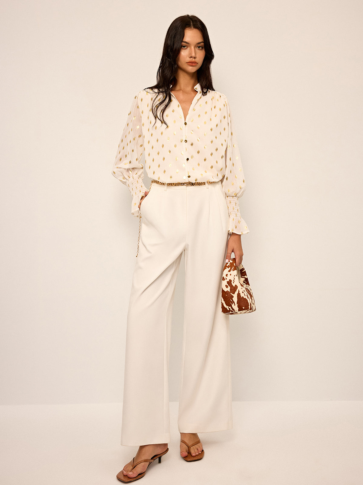 Puantiyeli Şifon Gömlek