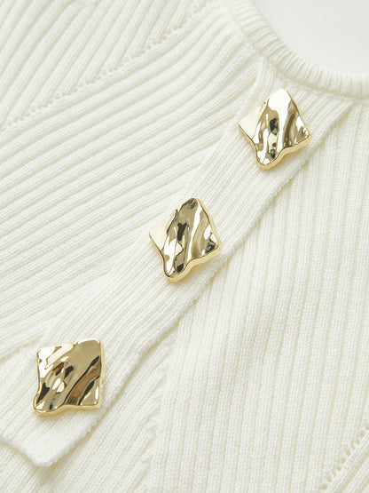 Kaburga Örgü Metal Düğmeli Atlet