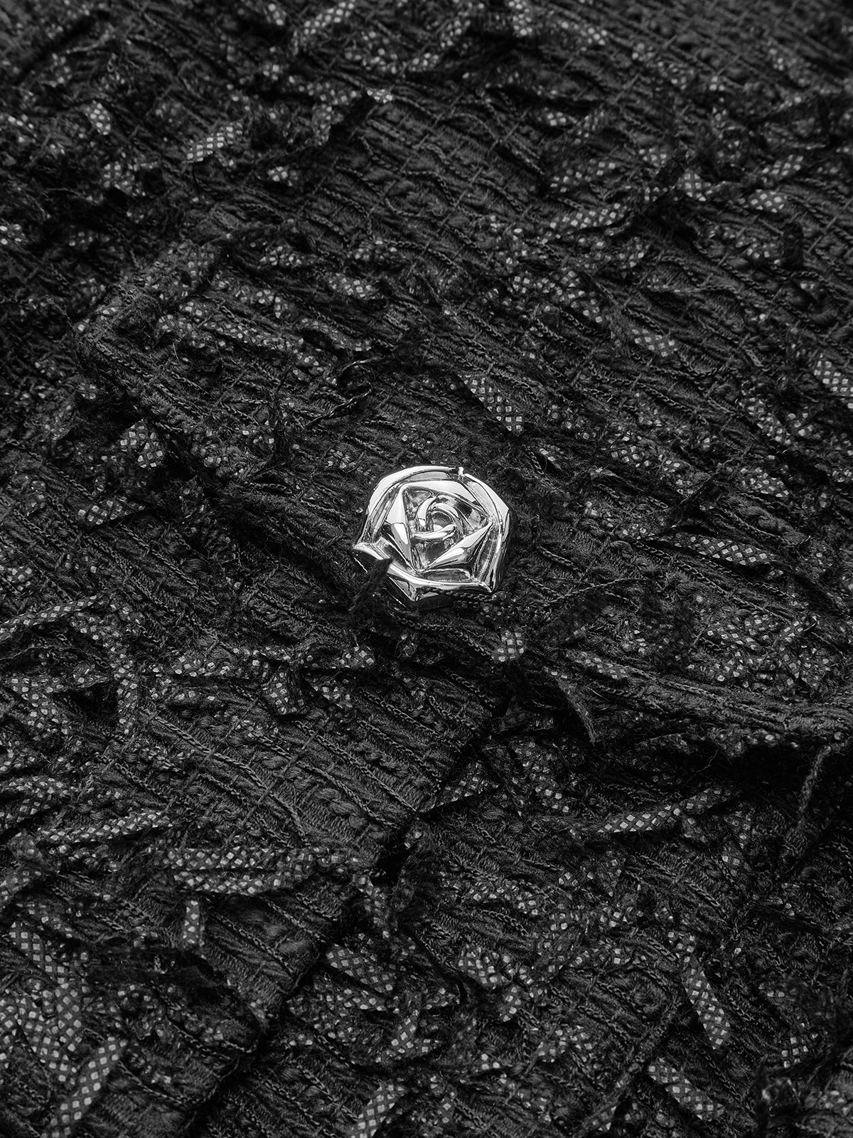 Saçaklı Tweed Düğmeli Kolsuz Yelek