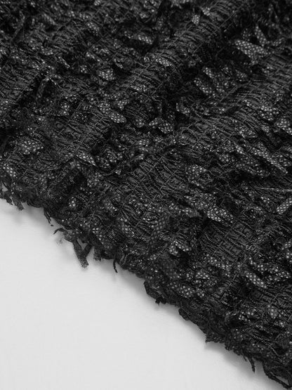 Saçaklı Tweed Düğmeli Kolsuz Yelek