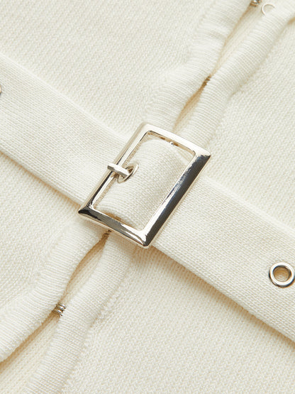 Kemerli V Yaka Örgü Hırka