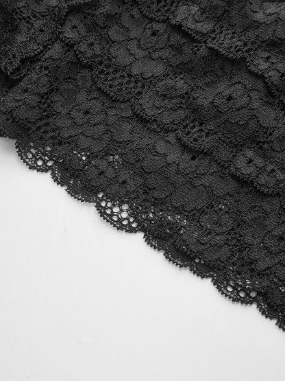 Yarı Şeffaf Dantel Kenarlı İnci Düğmeli Üst