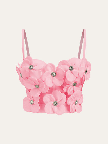 3D Çiçek Desenli Korse