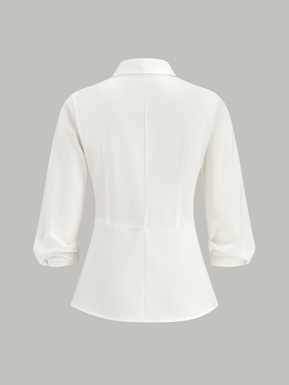 Metal Tokalı Asimetrik Sarma Gömlek