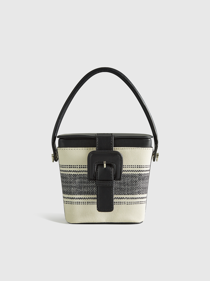 Çizgili Saplı Kutu Çanta