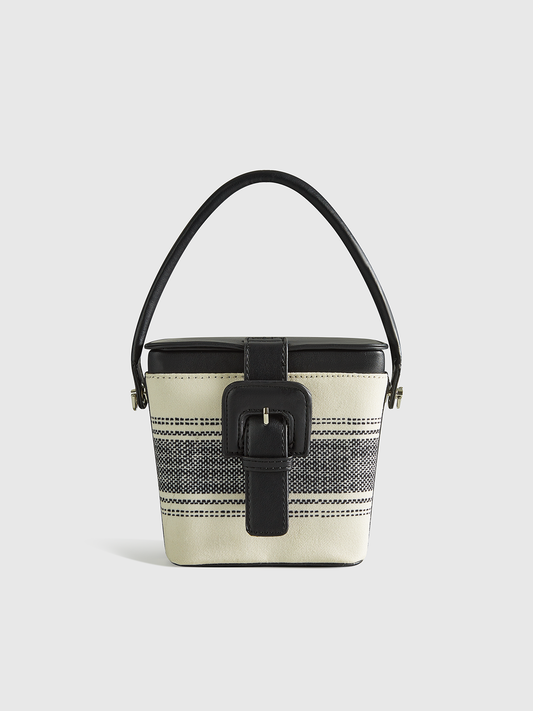 Çizgili Saplı Kutu Çanta