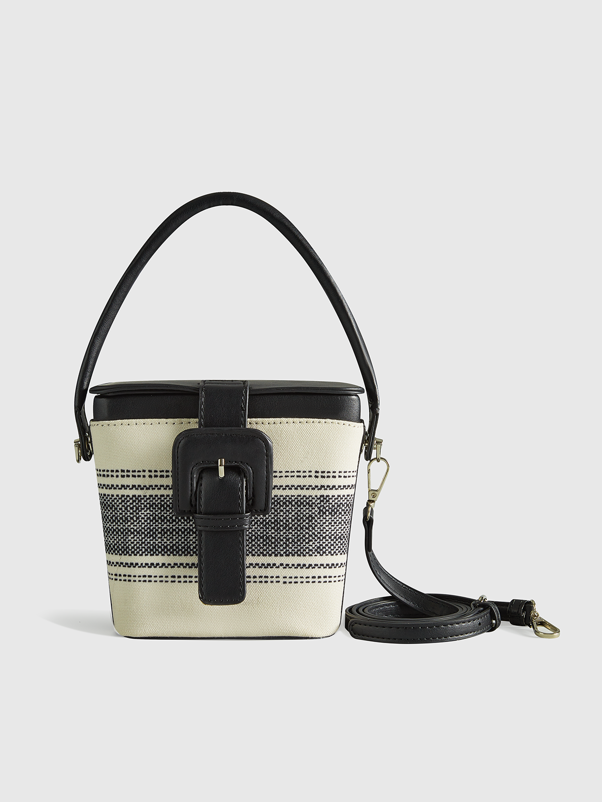 Çizgili Saplı Kutu Çanta