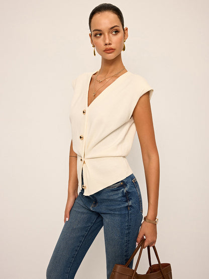 Asimetrik Çift Yönlü Giyilebilir Örme Yelek