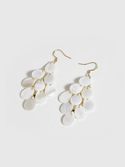 Kabuk Püsküllü Damla Küpeler